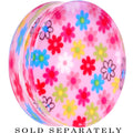 BodyCandy 48mm Acrylic Pink Multicolored Flower Power Saddle Plug — main product shot