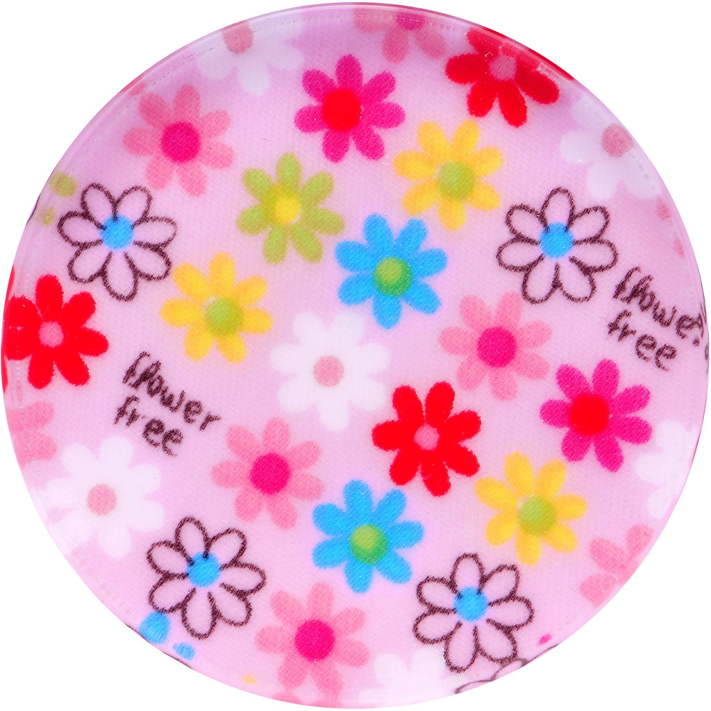 BodyCandy 48mm Acrylic Pink Multicolored Flower Power Saddle Plug — detail close-up