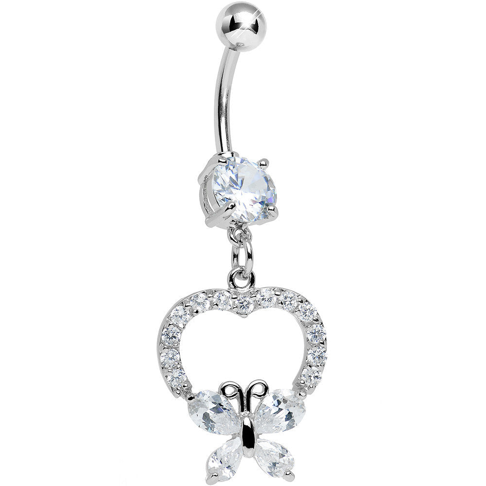 BodyCandy Clear Gem Hollow Heart Beautiful Butterfly Dangle Belly Ring — main product shot