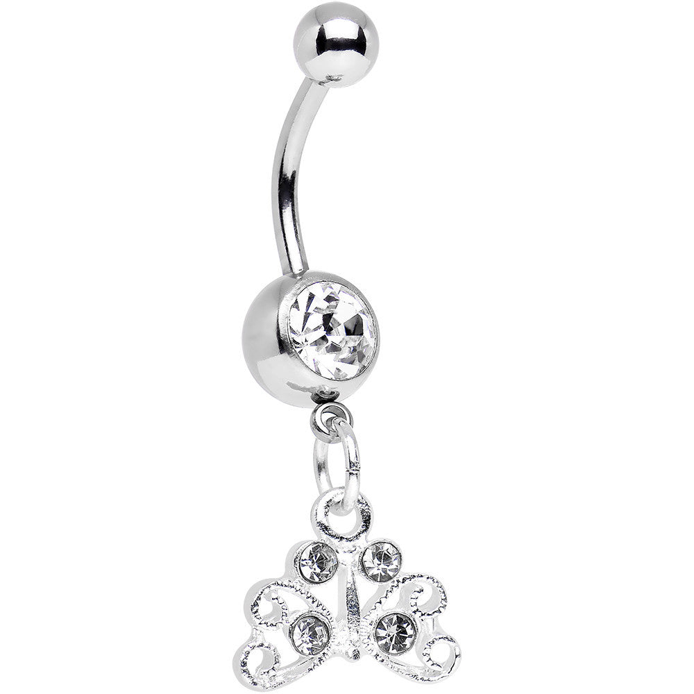 BodyCandy Clear Gem Pretty Petite Butterfly Dangle Belly Ring — main product shot