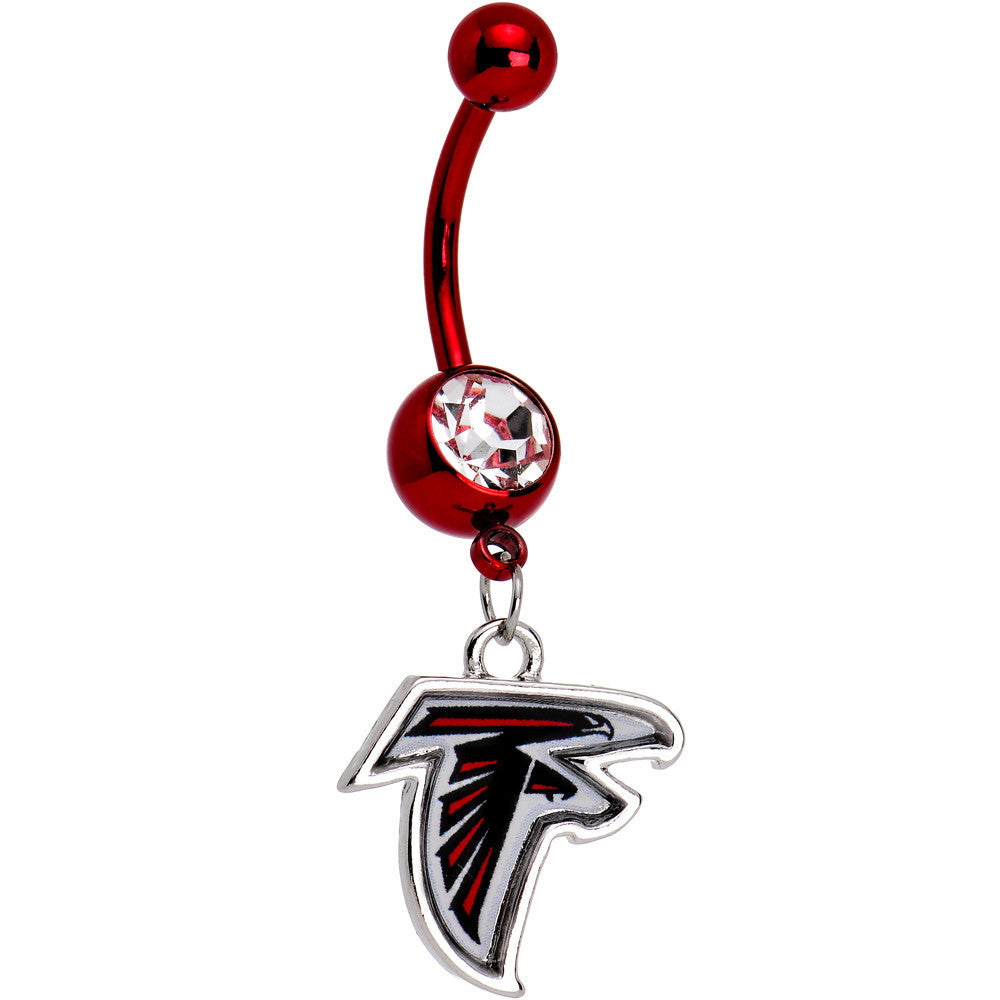 BodyCandy Officially Licensed NFL Clear Gem Atlanta Falcons Dangle Belly Ring — main product shot
