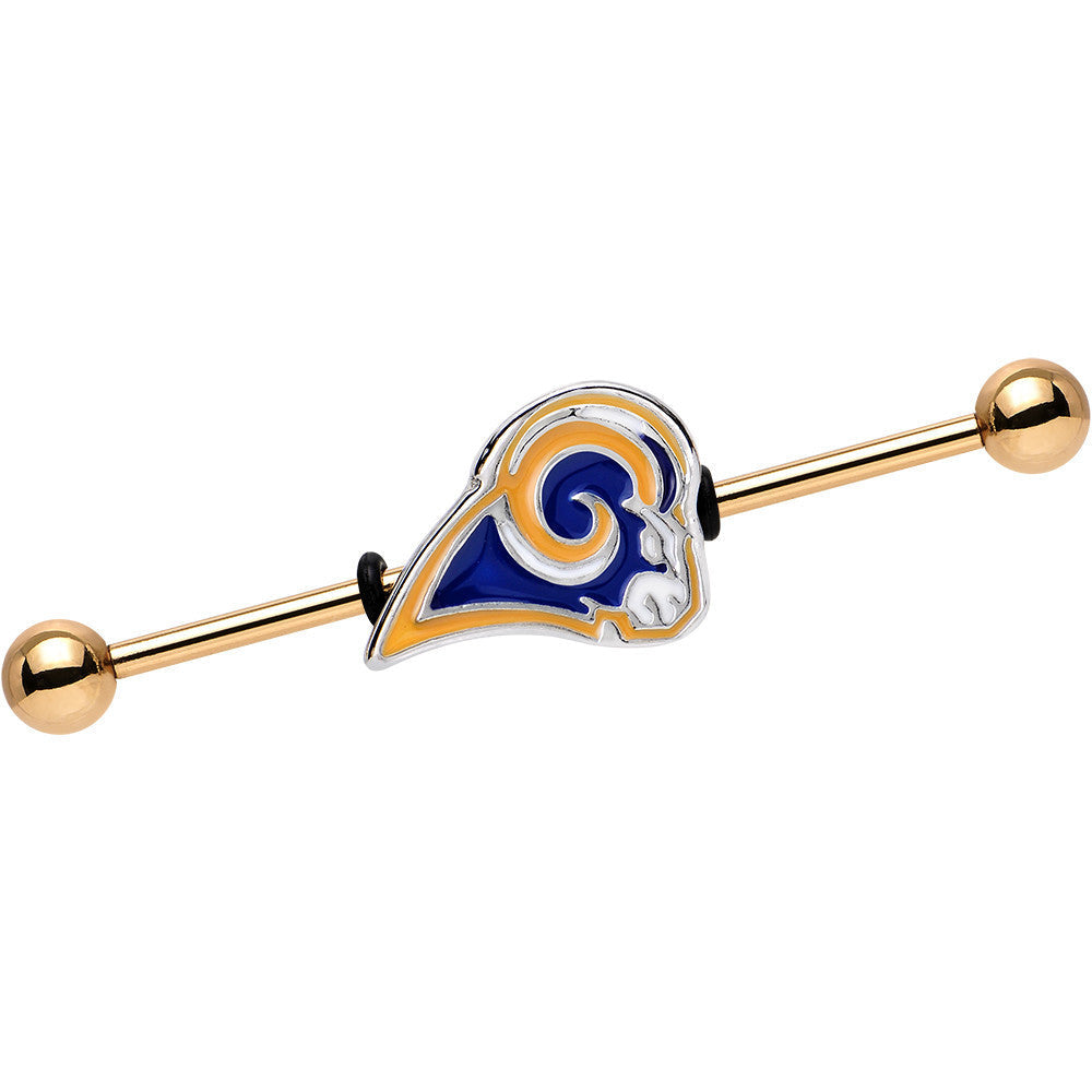 BodyCandy Officially Licensed St. Louis Rams Logo Industrial Barbell 38mm — main product shot