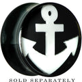 BodyCandy 18mm Black Acrylic Drop the White Anchor Saddle Plug — main product shot