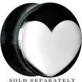 BodyCandy 18mm Black Acrylic White Heart Saddle Plug — main product shot