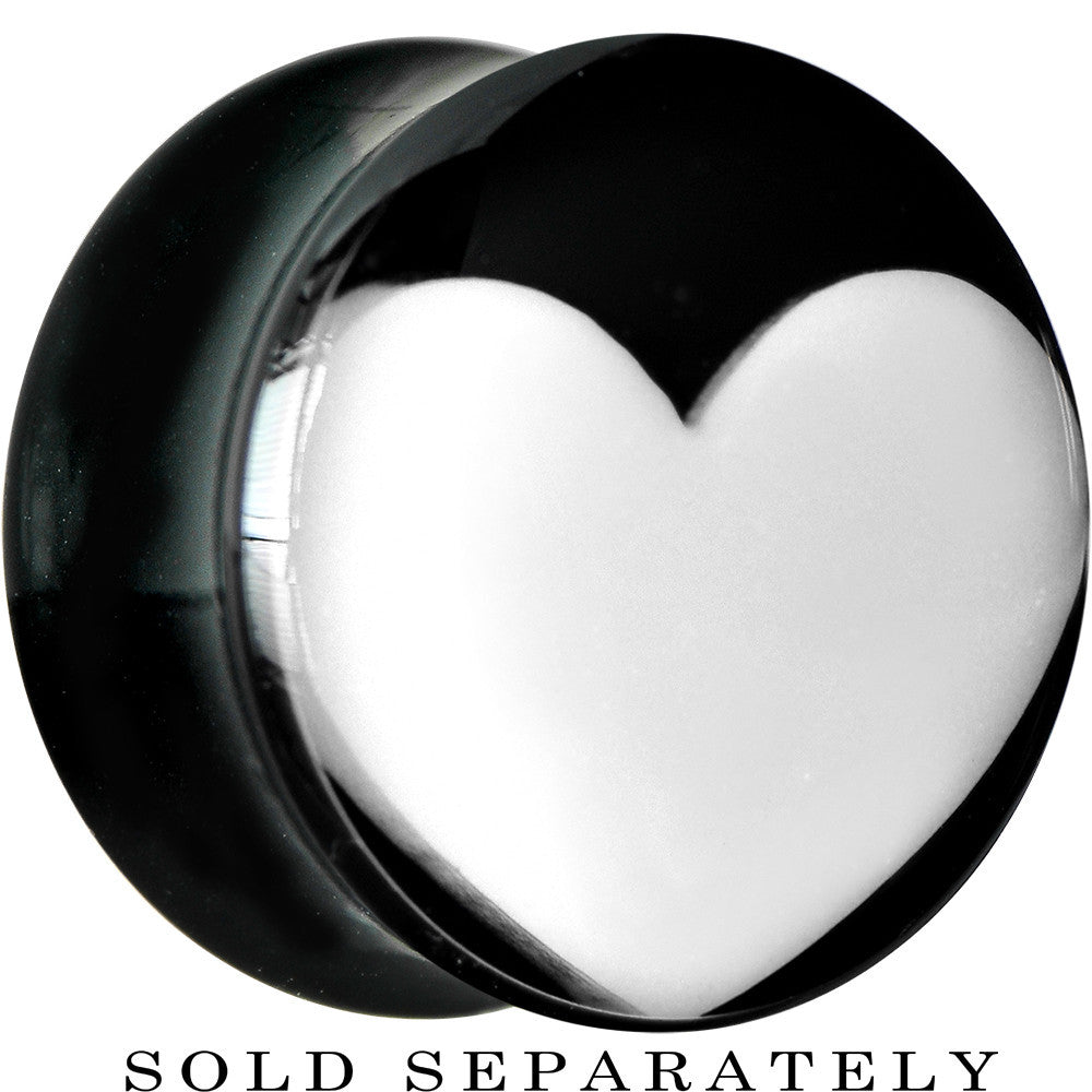 BodyCandy 18mm Black Acrylic White Heart Saddle Plug — main product shot