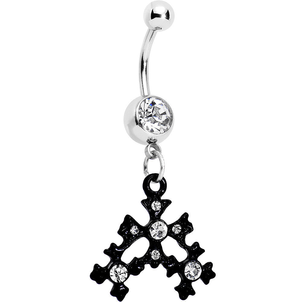 BodyCandy Clear Czech Stone Black Snow Flurry Dangle Belly Ring — main product shot