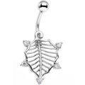 BodyCandy Clear CZ Gem Lattice Style Hawthorne Leaf Dangle Belly Ring — main product shot