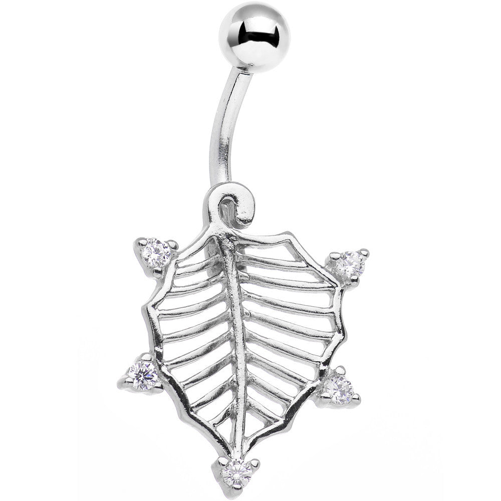 BodyCandy Clear CZ Gem Lattice Style Hawthorne Leaf Dangle Belly Ring — main product shot