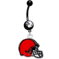 BodyCandy Licensed Black Plated Cleveland Browns Helmet Dangle Belly Ring — main product shot