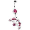 BodyCandy Pink Gem Stainless Steel Bouquet of Daisies Dangle Belly Ring — main product shot
