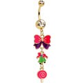 BodyCandy Gold Plated Surgical Steel Clear Treats of Christmas Dangle Belly Ring — main product shot