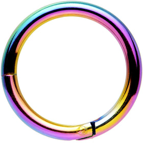 14G 3/8 Rainbow Anodized Hinged Segment Ring