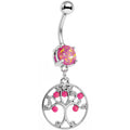 BodyCandy Pink Faux Opal Terra Firma Tree of Life Dangle Belly Ring — main product shot
