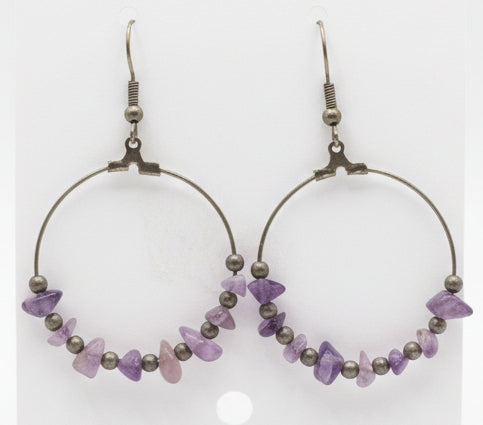 Just Neat Stuff Amethyst hoop drops — lifestyle context