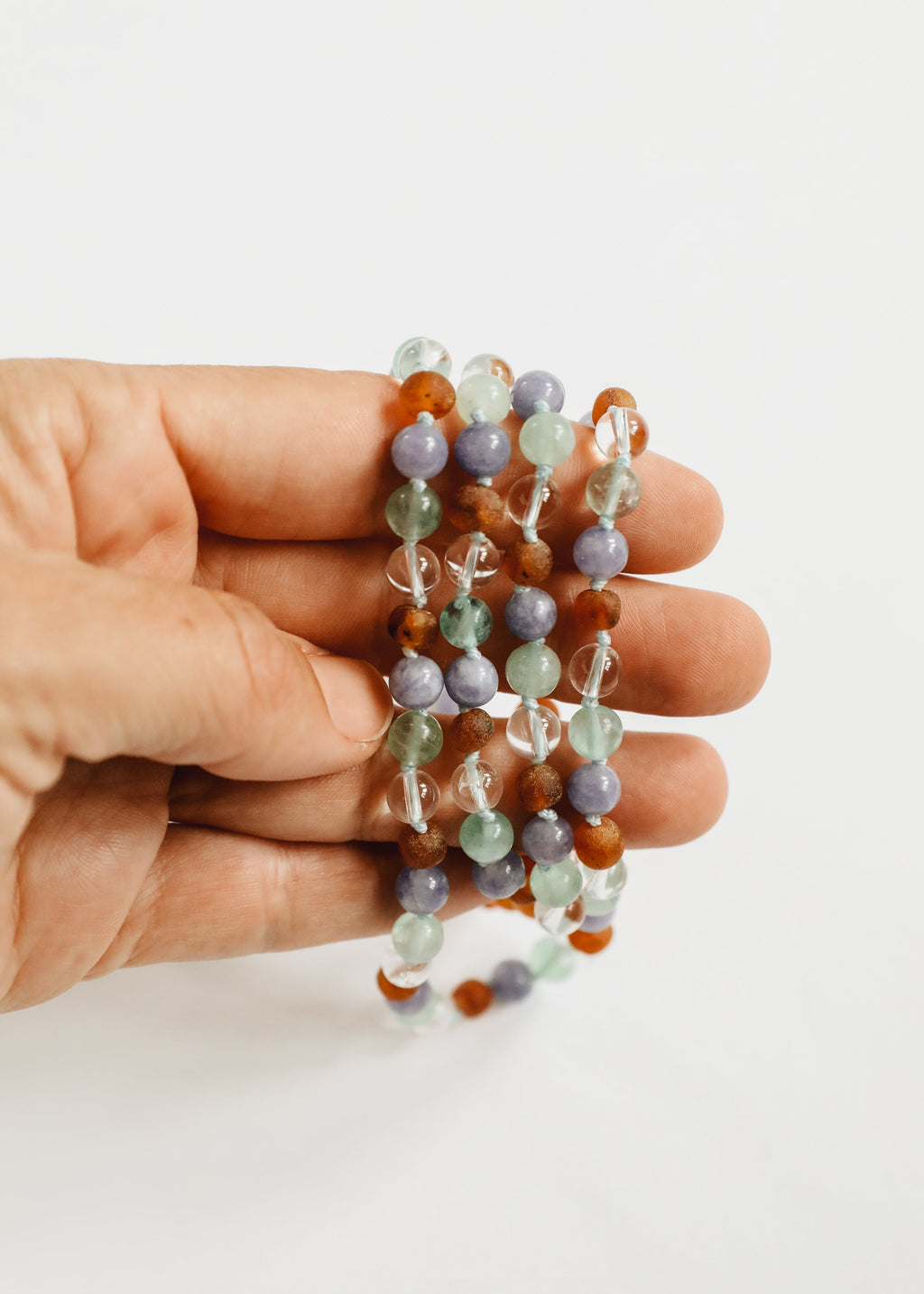 CanyonLeaf Baltic Sea Amber + Natural Gemstone || Anklet or Bracelet — side view