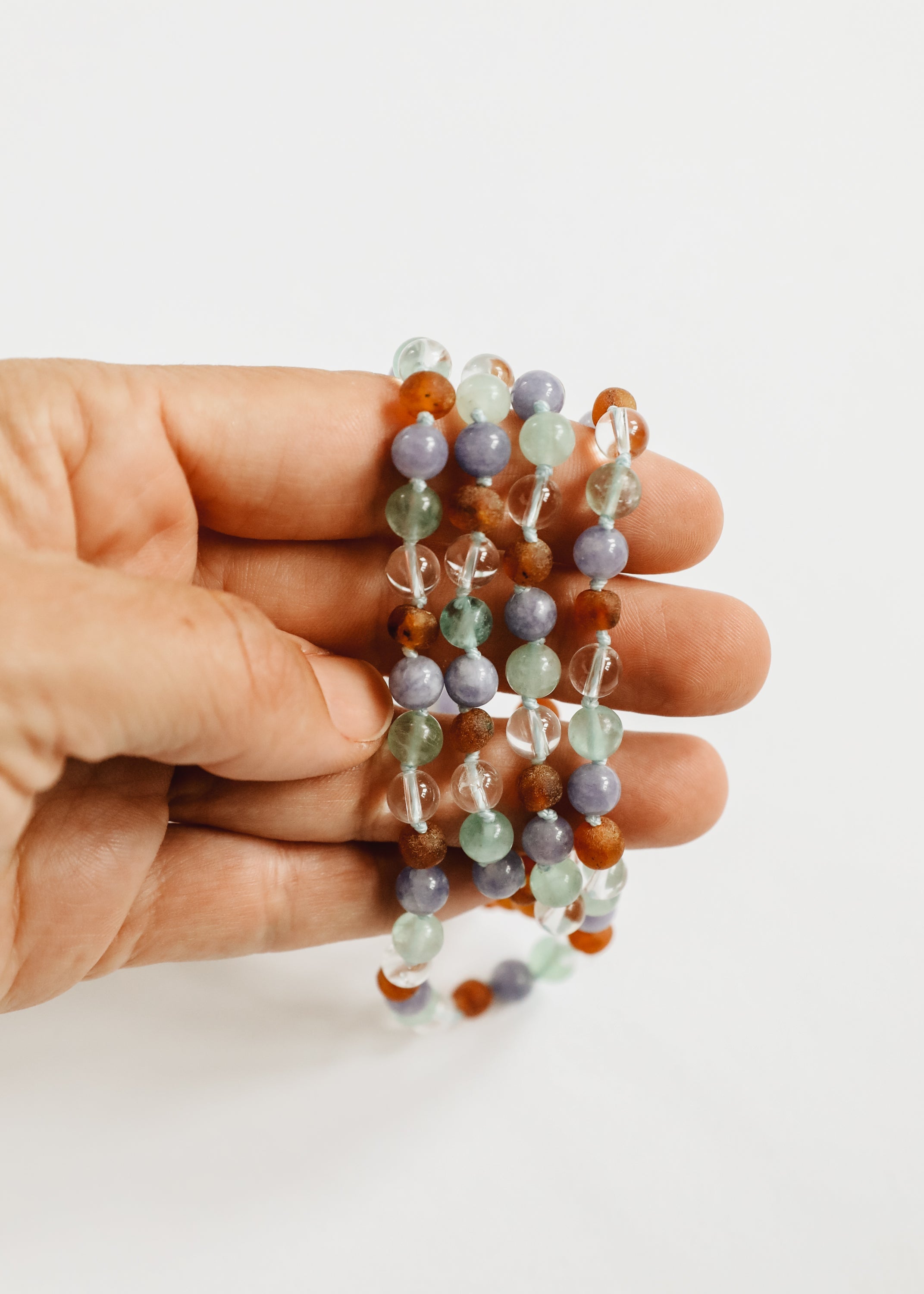 CanyonLeaf Baltic Sea Amber + Natural Gemstone || Anklet or Bracelet — side view
