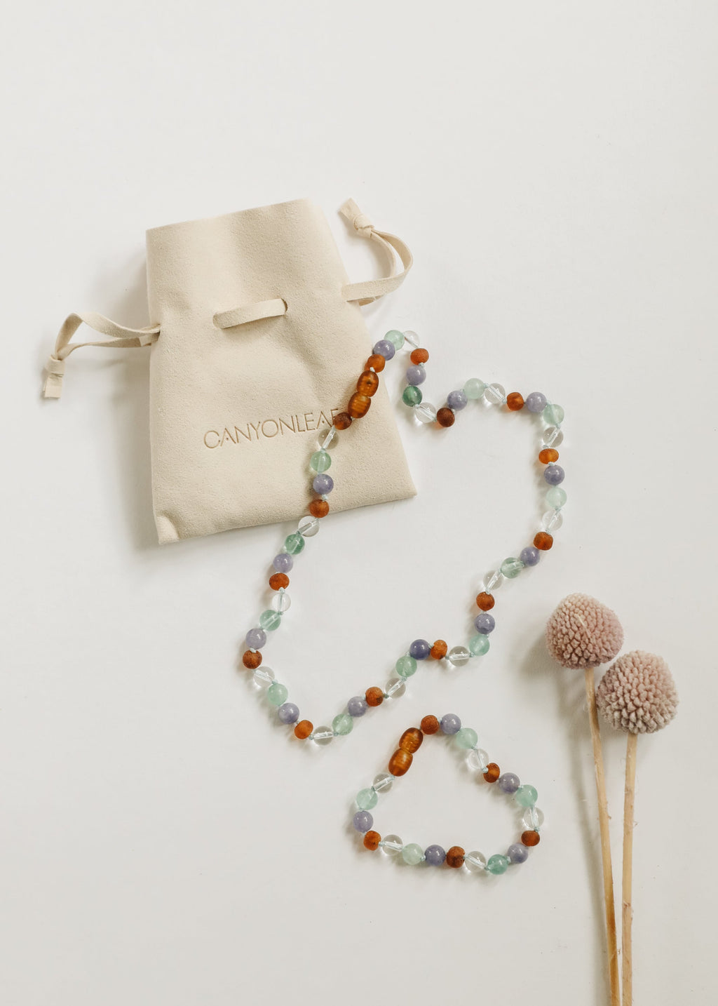 CanyonLeaf Baltic Sea Amber + Natural Gemstone || Beaded Necklace — alternative angle