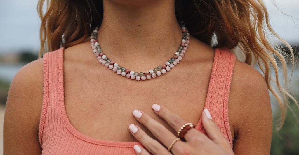CanyonLeaf Fluorite + Moonstone + Rhodonite || Natural Gemstone Necklace — main product shot