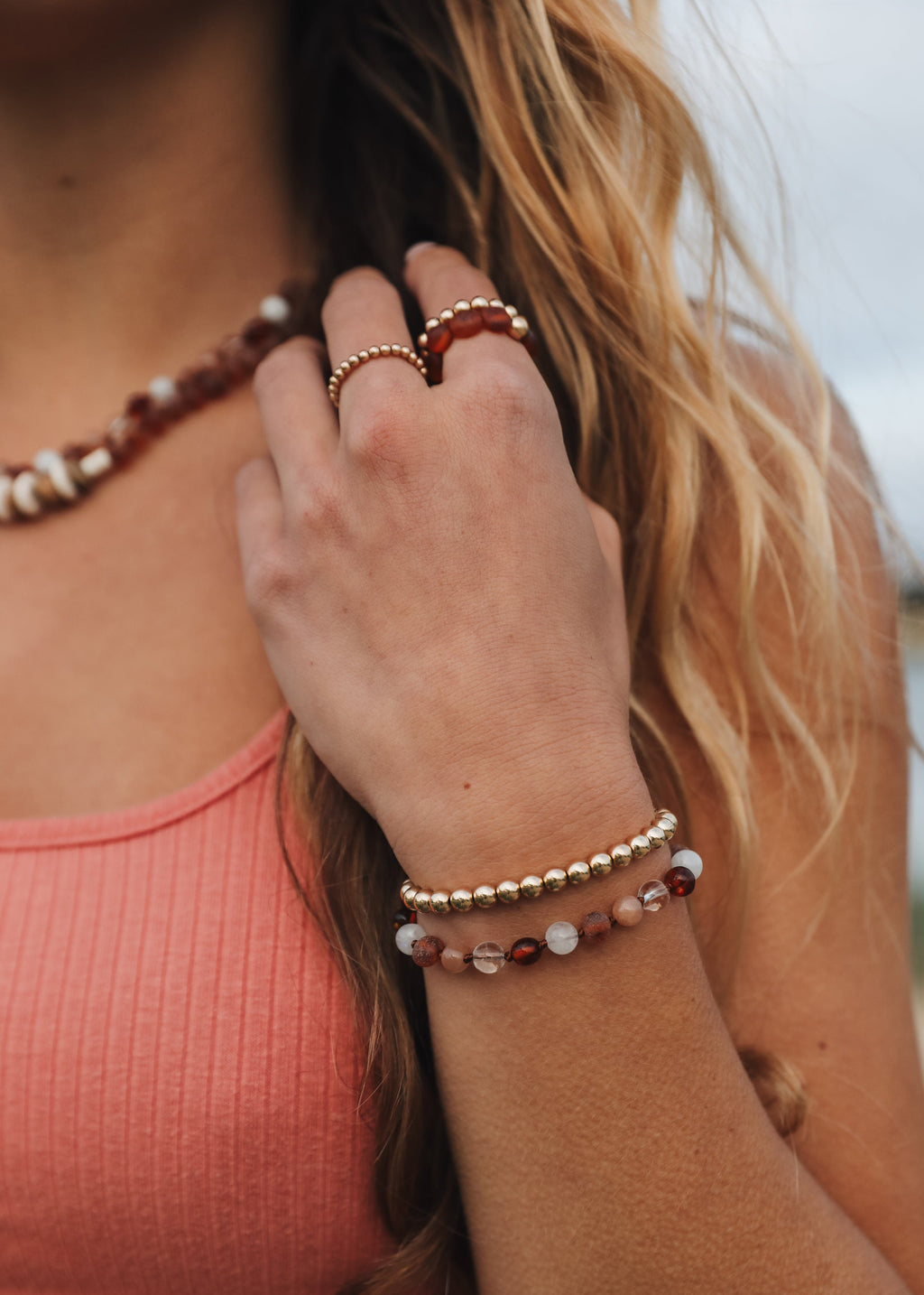 CanyonLeaf Raw Cognac Baltic Sea Amber + Natural Jasper || Necklace — necklace category context