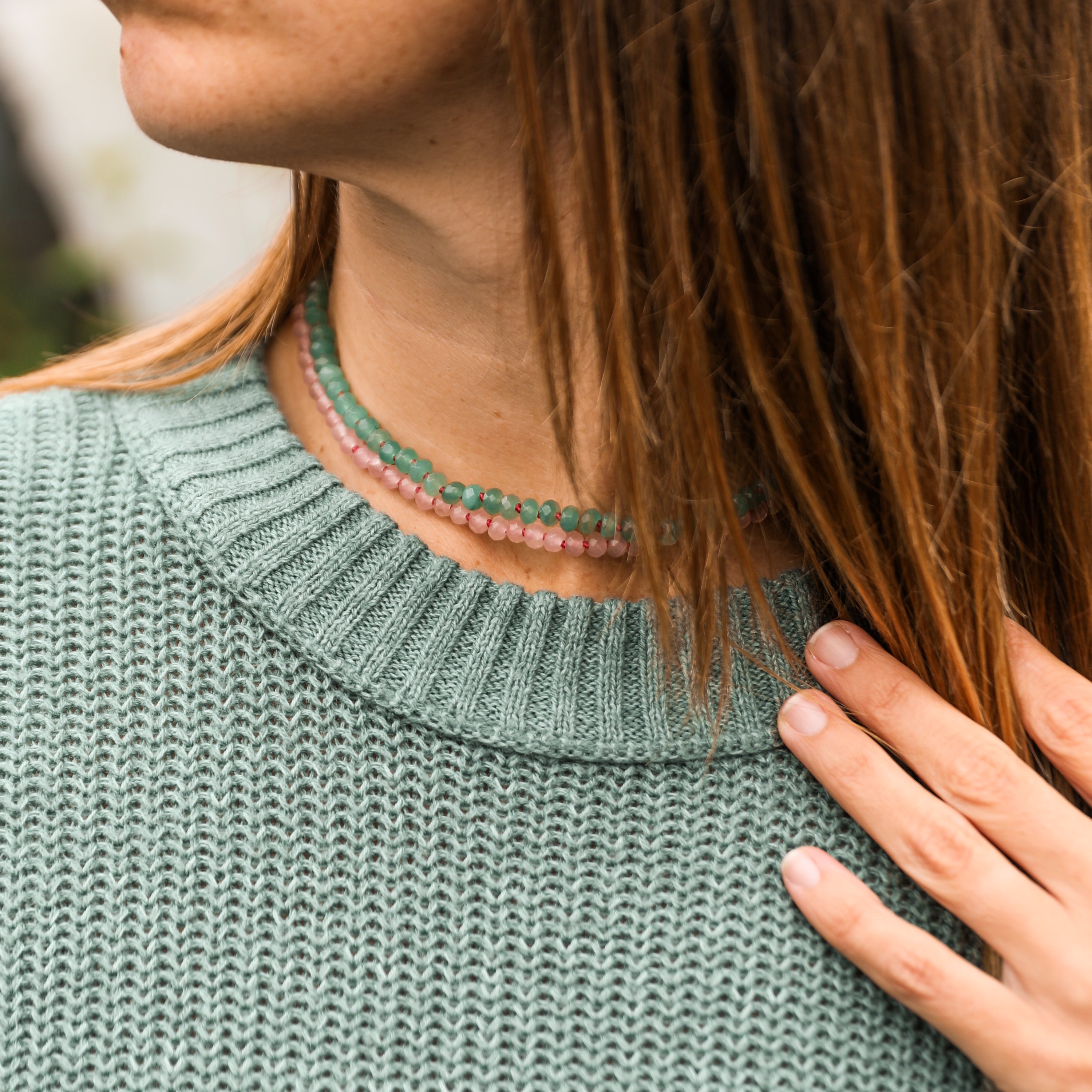 CanyonLeaf Natural Aventurine + 14k Gold Filled Toggle || Gemstone Necklace — main product shot