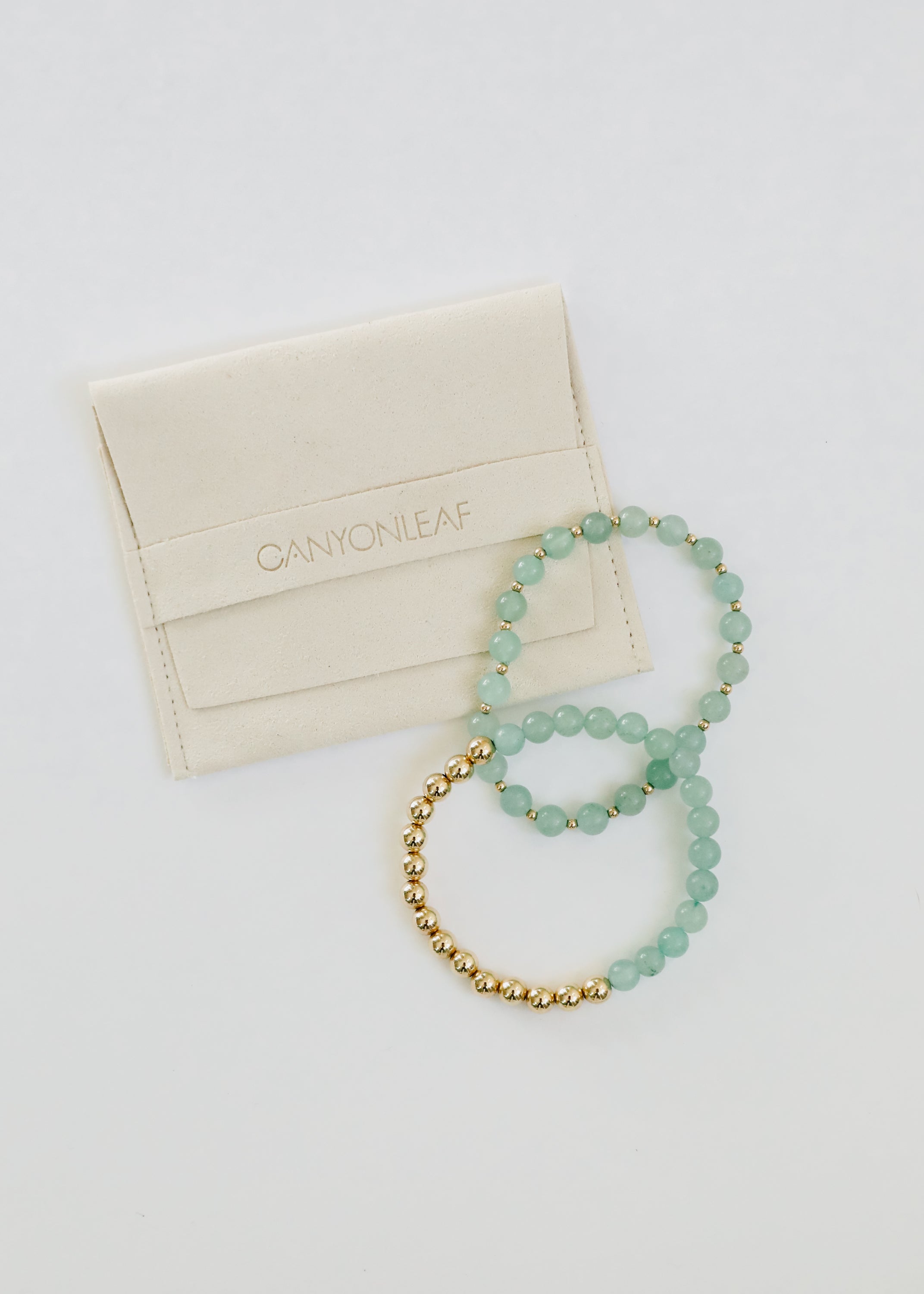 CanyonLeaf Aventurine Gemstone + 14K Gold Filled || Beaded Stretch Bracelets — alternative angle