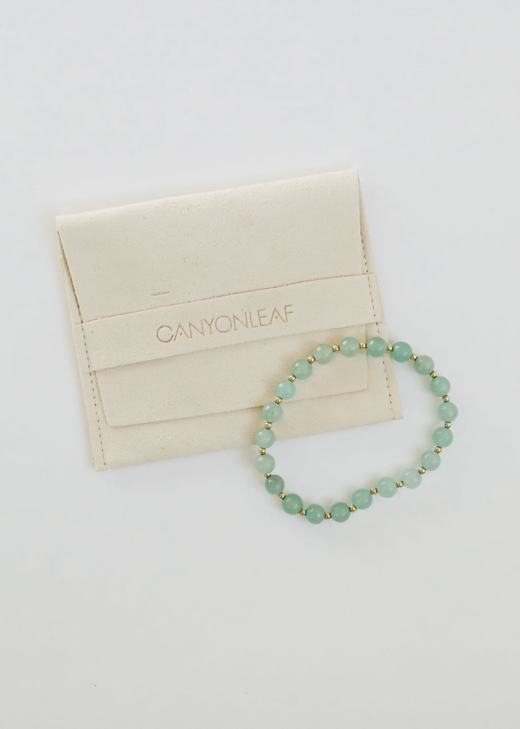 CanyonLeaf Aventurine Gemstone + 14K Gold Filled || Beaded Stretch Bracelets — fabric or material detail