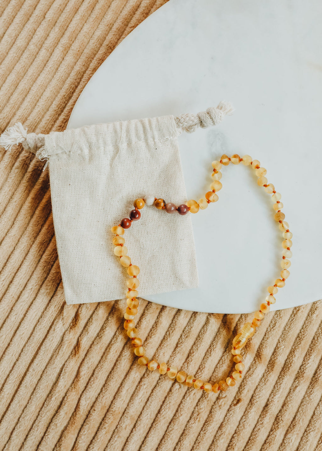 CanyonLeaf Raw Honey Baltic Amber + Mookaite Jasper || Necklace — main product shot
