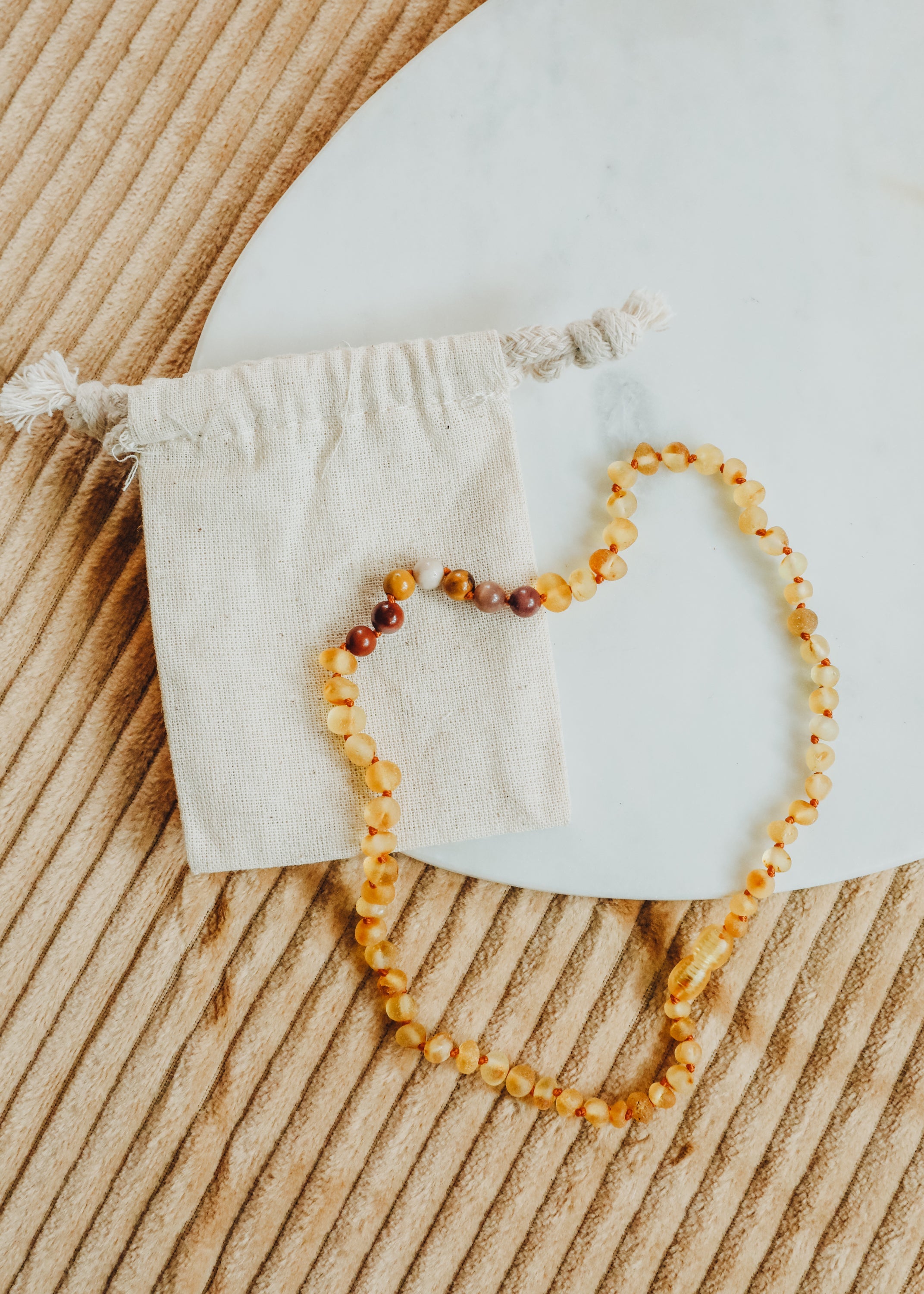 CanyonLeaf Raw Honey Baltic Amber + Mookaite Jasper || Necklace — main product shot