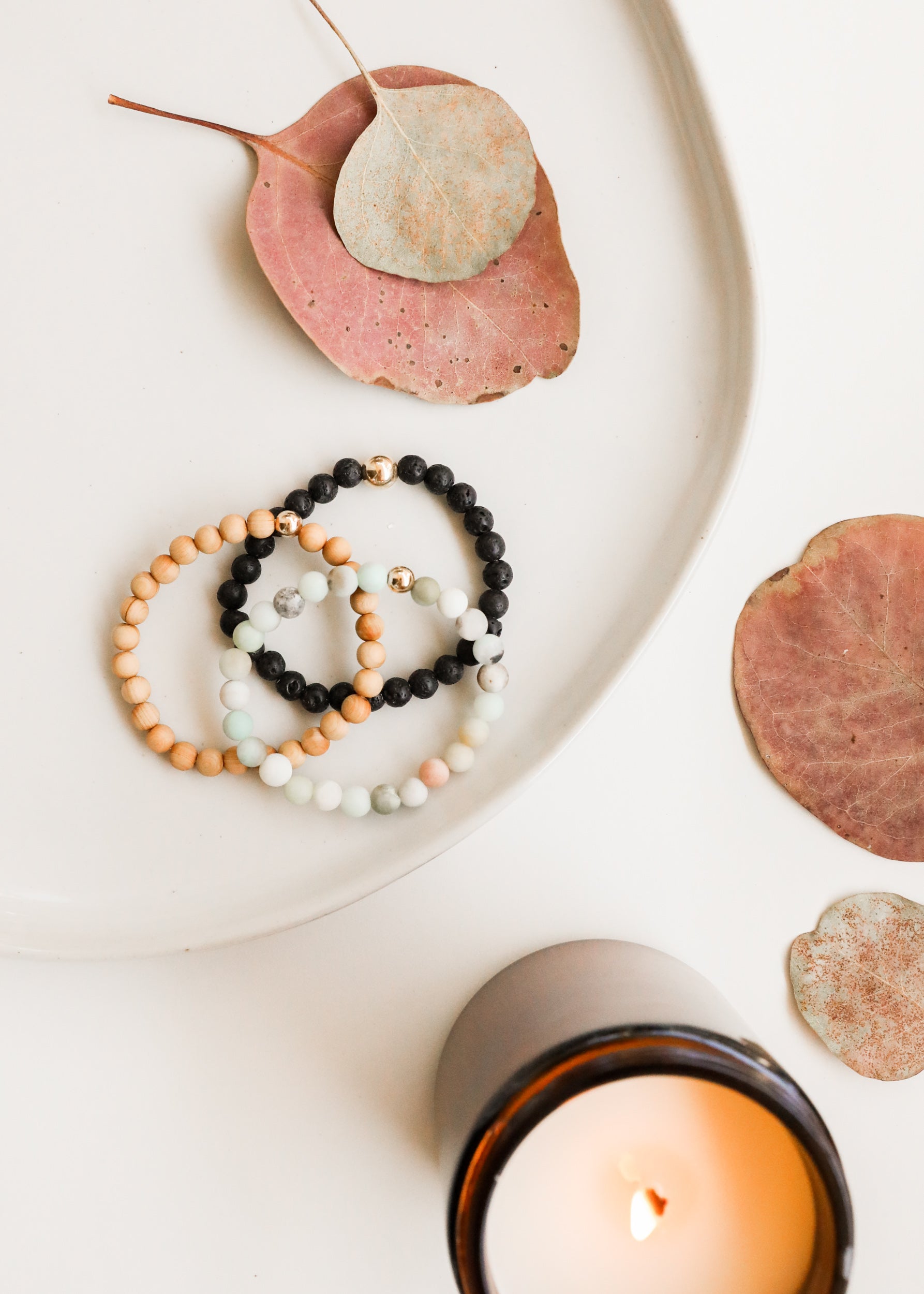 CanyonLeaf Raw Amazonite + 14k Gold Filled || Beaded Bracelet — side view