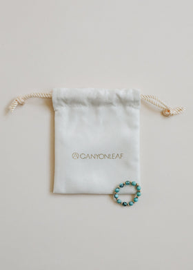 Natural Turquoise + 14k Gold Filled Sun || Stretch Ring