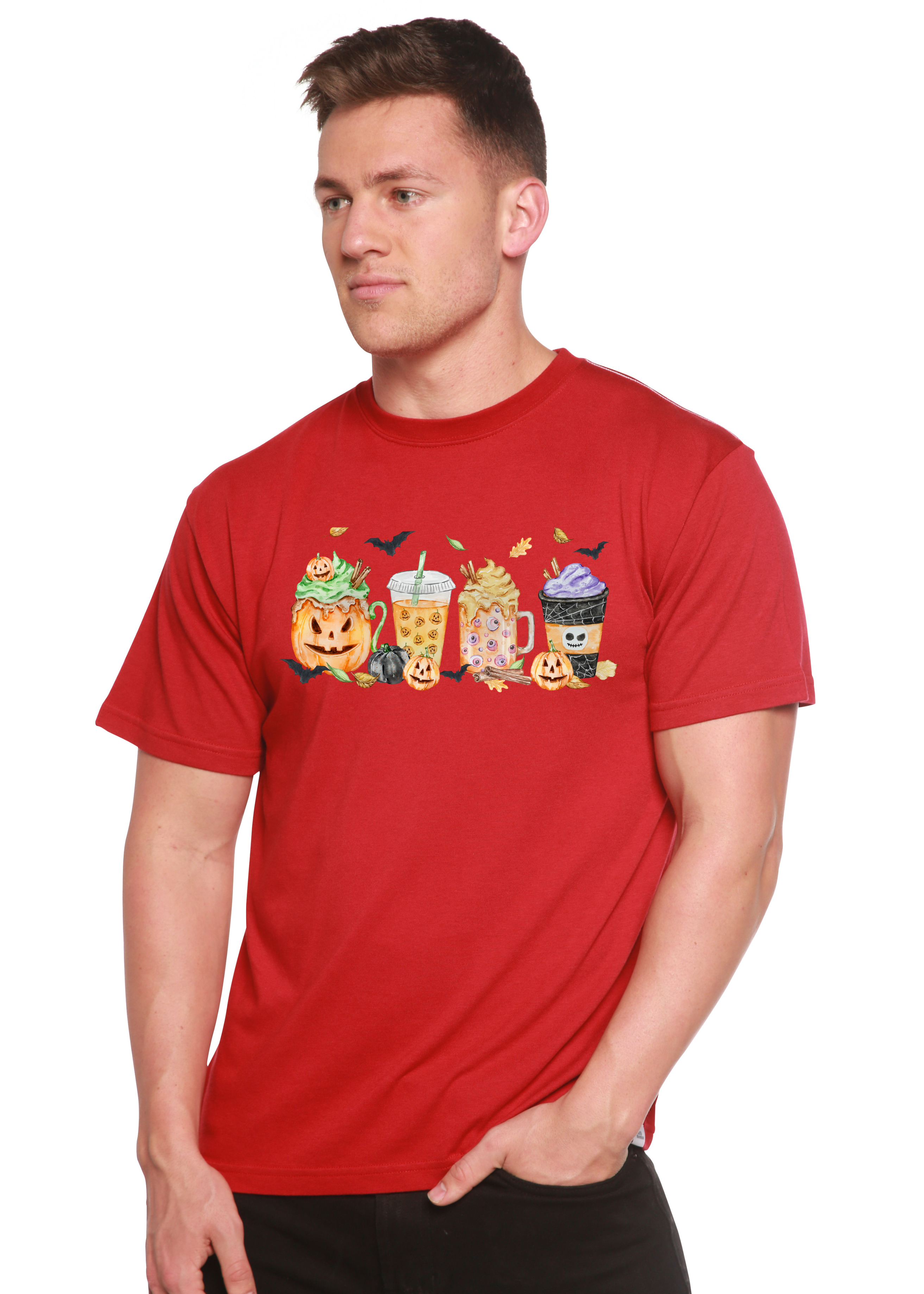Spun Bamboo Happy Halloween Men's Bamboo Viscose/Organic Cotton Short Sleeve Graphic T-Shirt — back view