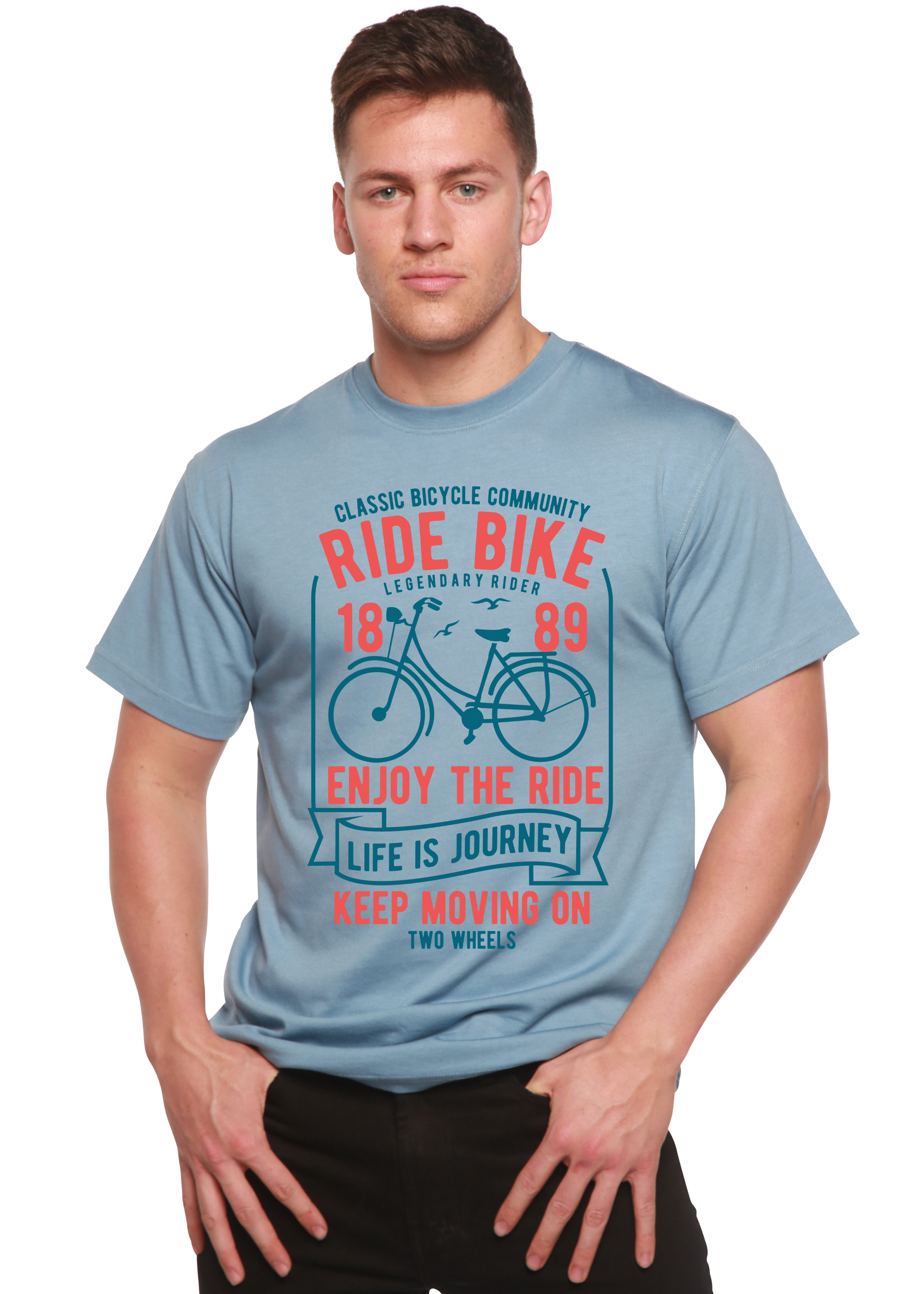 Spun Bamboo Ride Bike Spun Bamboo® Men's Bamboo Viscose/Organic Cotton Short Sleeve Graphic T-Shirt — side view