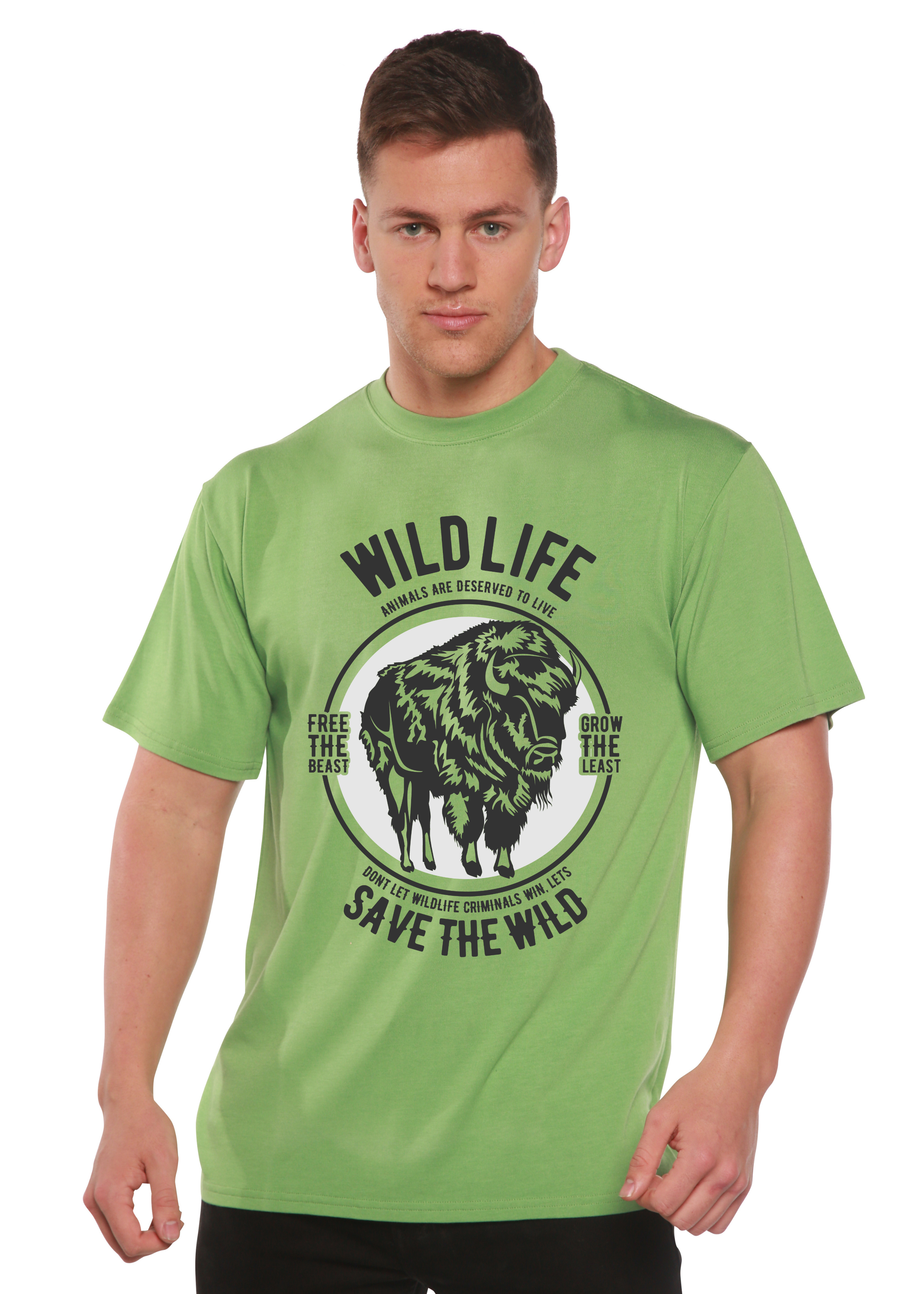 Spun Bamboo Wild Life Spun Bamboo® Men's Bamboo Viscose/Organic Cotton Short Sleeve Graphic T-Shirt — in-use photo