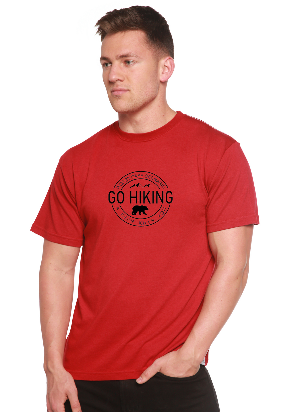 Spun Bamboo Go Hiking Men's Bamboo Viscose/Organic Cotton Short Sleeve Graphic T-Shirt — back view