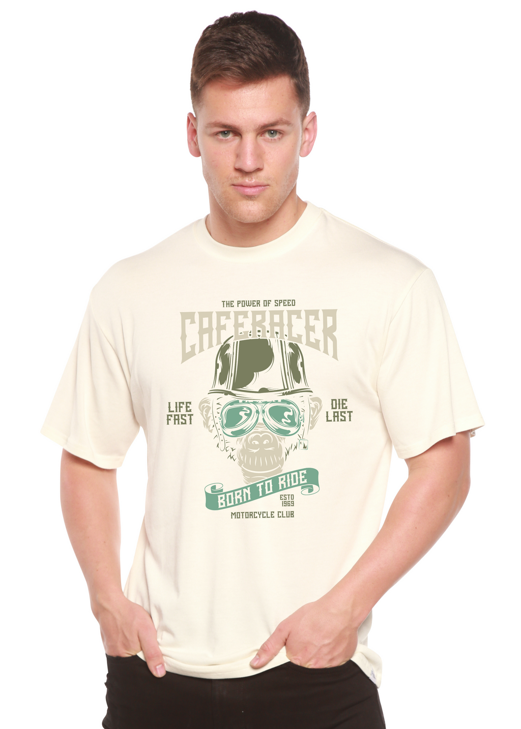 Spun Bamboo CafeRacer Men's Bamboo Viscose/Organic Cotton Short Sleeve Graphic T-Shirt — lifestyle context