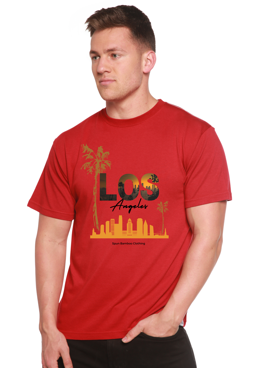 Spun Bamboo Los Angeles Unisex Bamboo Viscose/Organic Cotton Short Sleeve Graphic T-Shirt — packaging