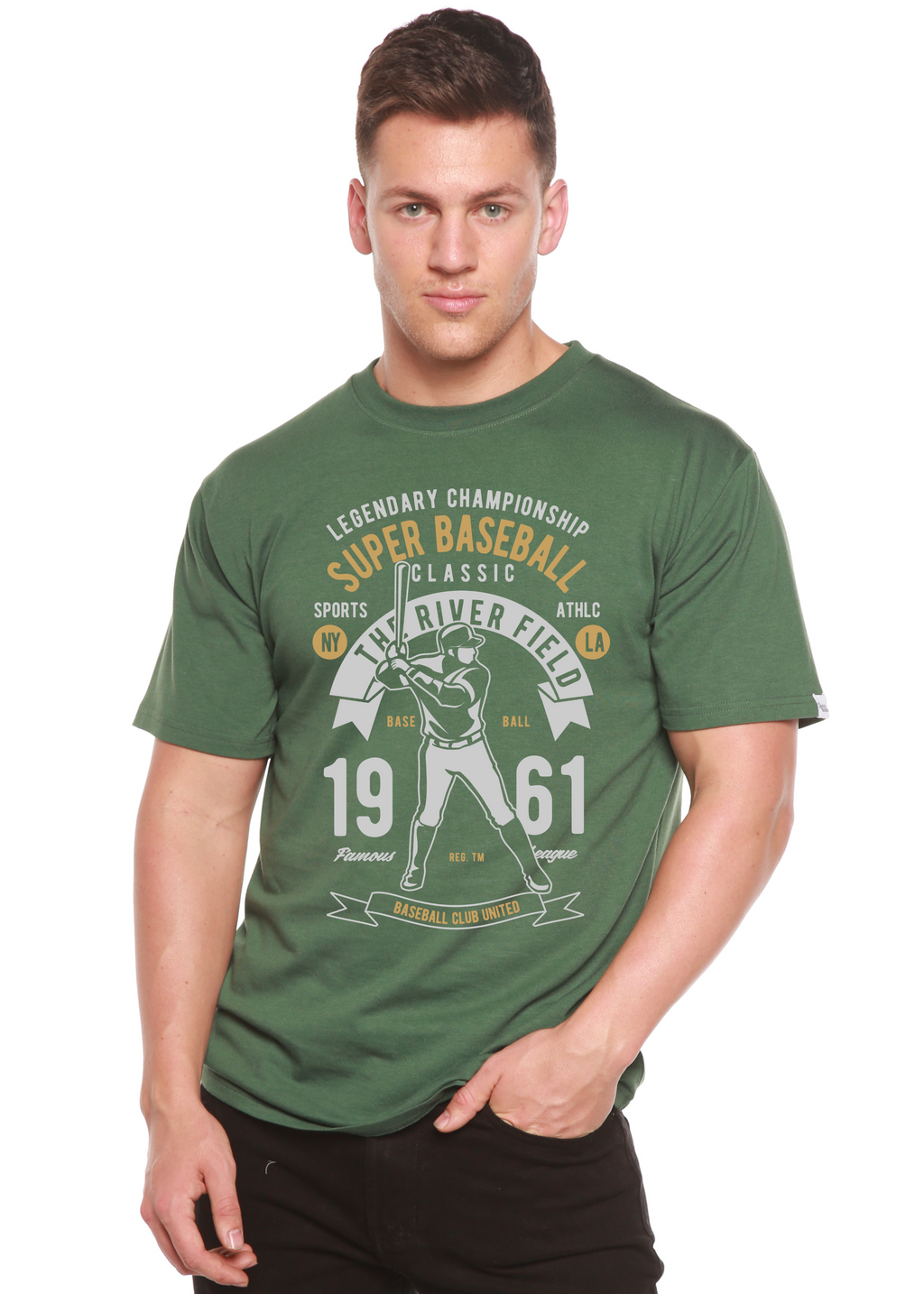 Spun Bamboo Super Baseball Spun Bamboo® Men's Bamboo Viscose/Organic Cotton Short Sleeve Graphic T-Shirt — side view