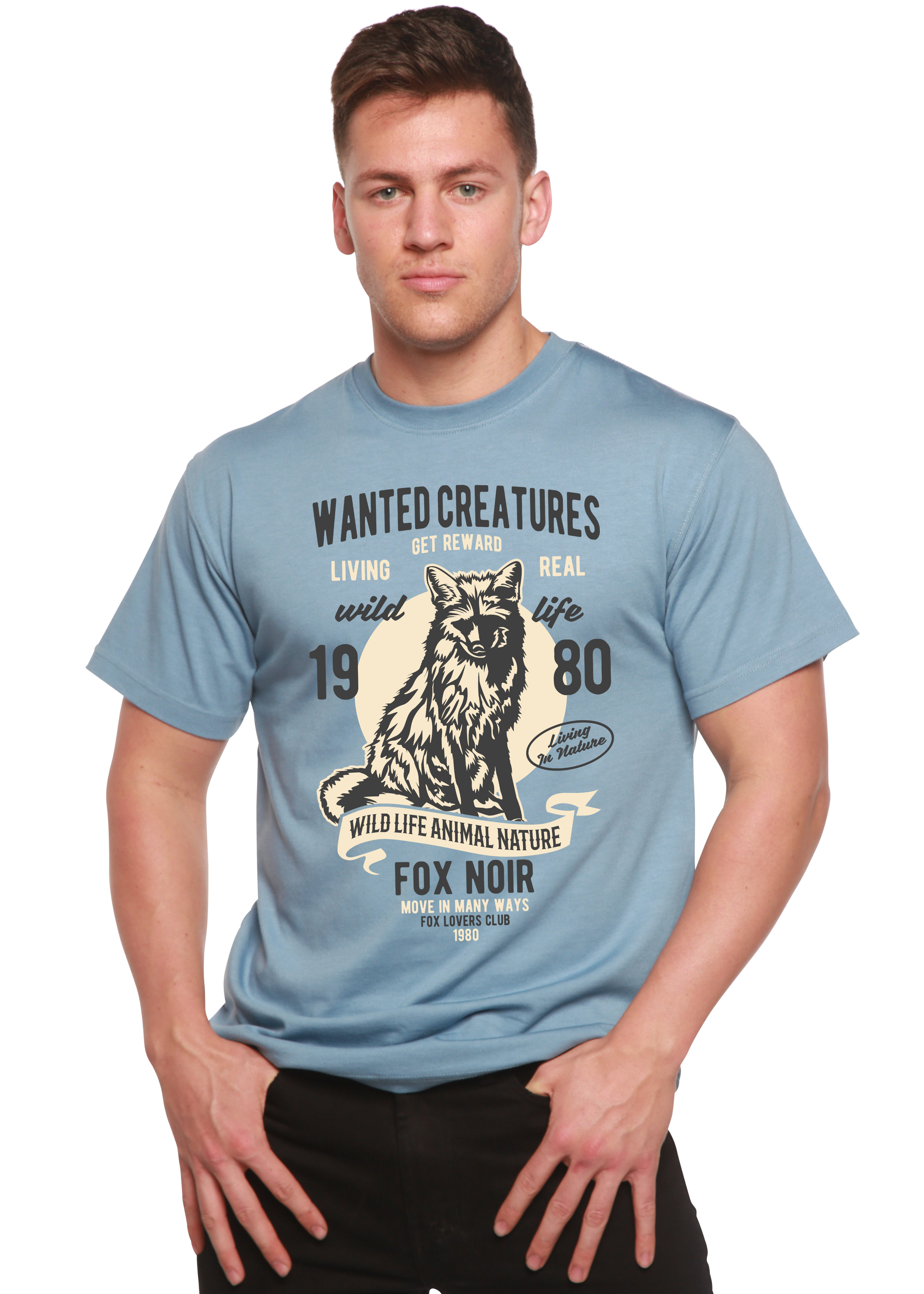 Spun Bamboo Wanted Creature Spun Bamboo® Men's Bamboo Viscose/Organic Cotton Short Sleeve Graphic T-Shirt — lifestyle context