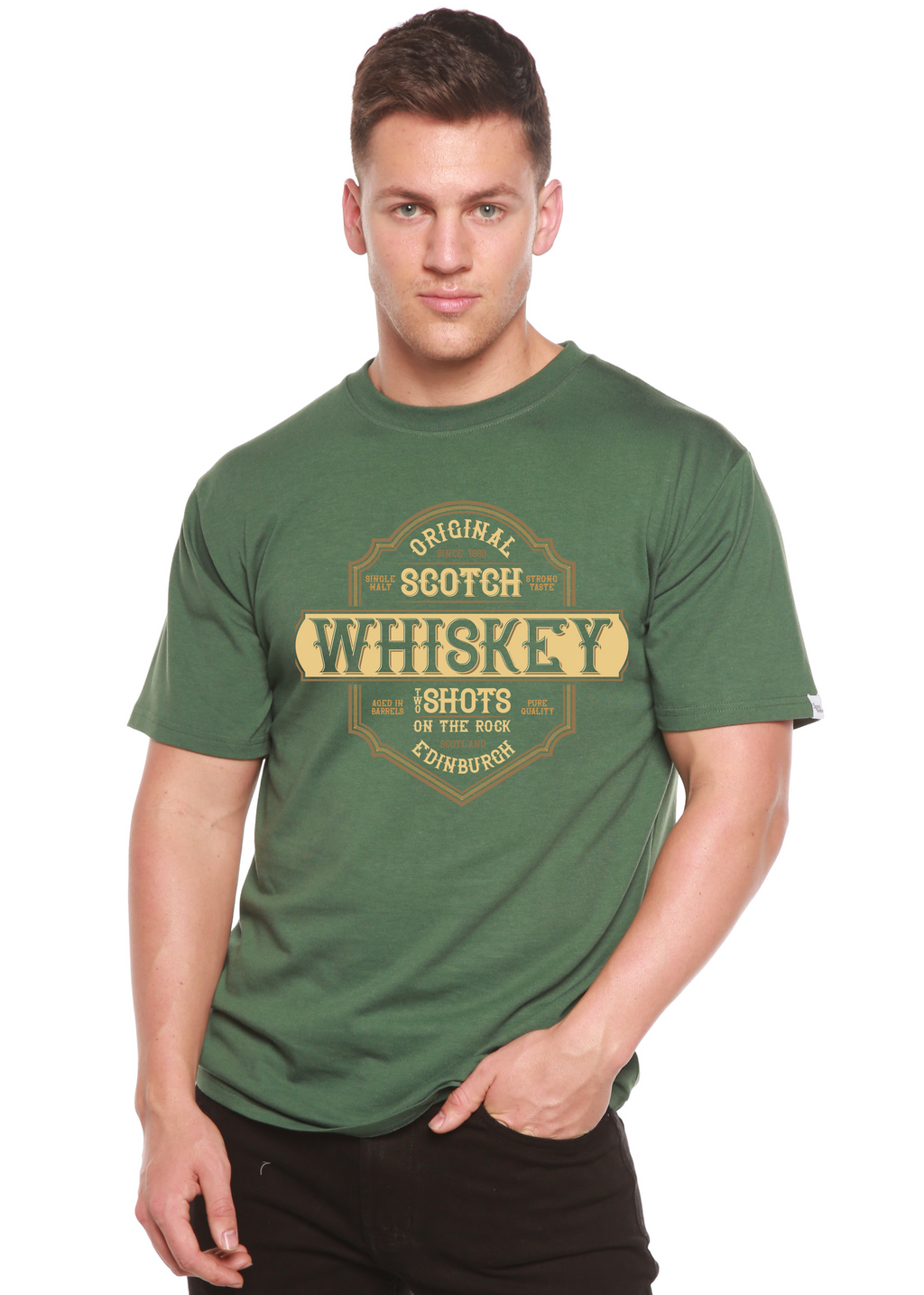 Spun Bamboo Whiskey Men's Bamboo Viscose/Organic Cotton Short Sleeve Graphic T-Shirt — alternative angle
