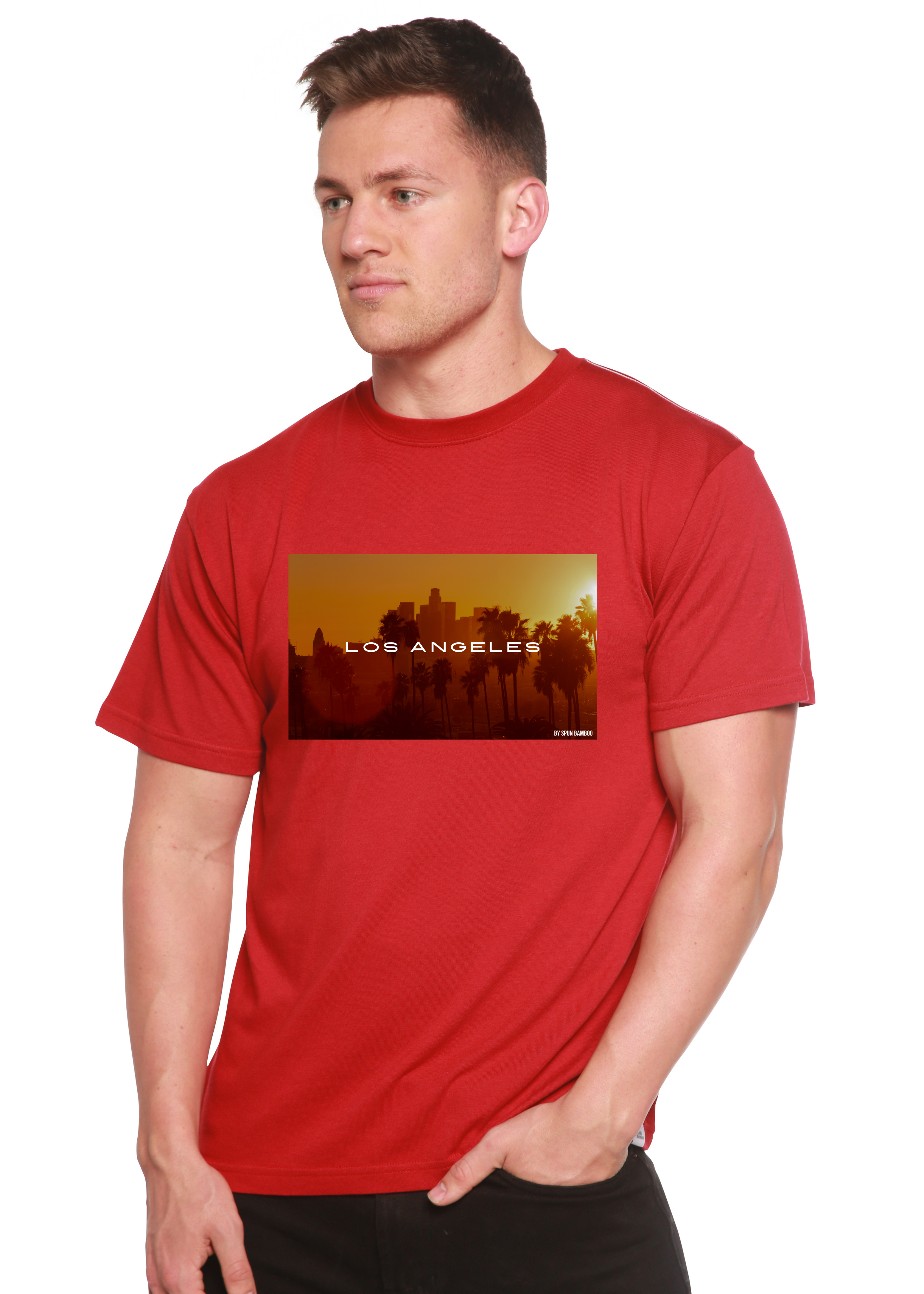 Spun Bamboo Los Angeles Unisex Bamboo Viscose/Organic Cotton Short Sleeve Graphic T-Shirt — packaging