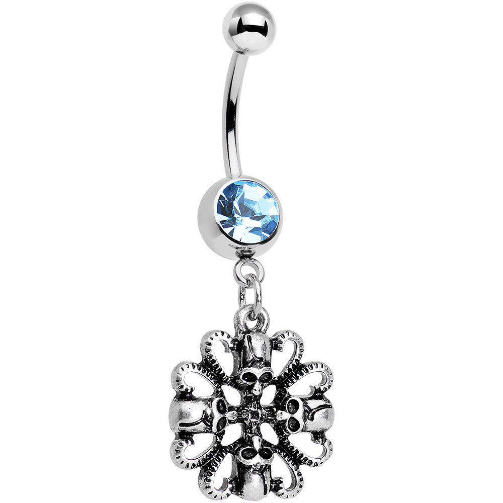 BodyCandy Aqua Gem Halloween Quad Skull and Snake Dangle Belly Ring — main product shot