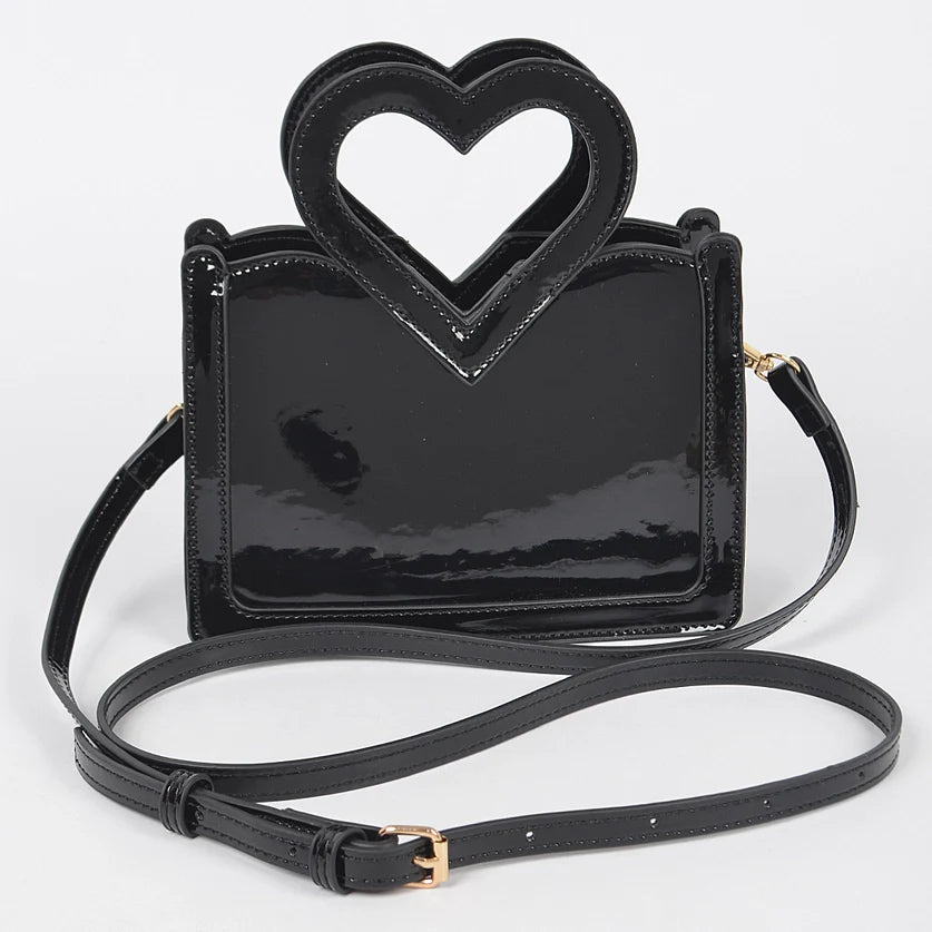 Black Enamel Top Handle Bag