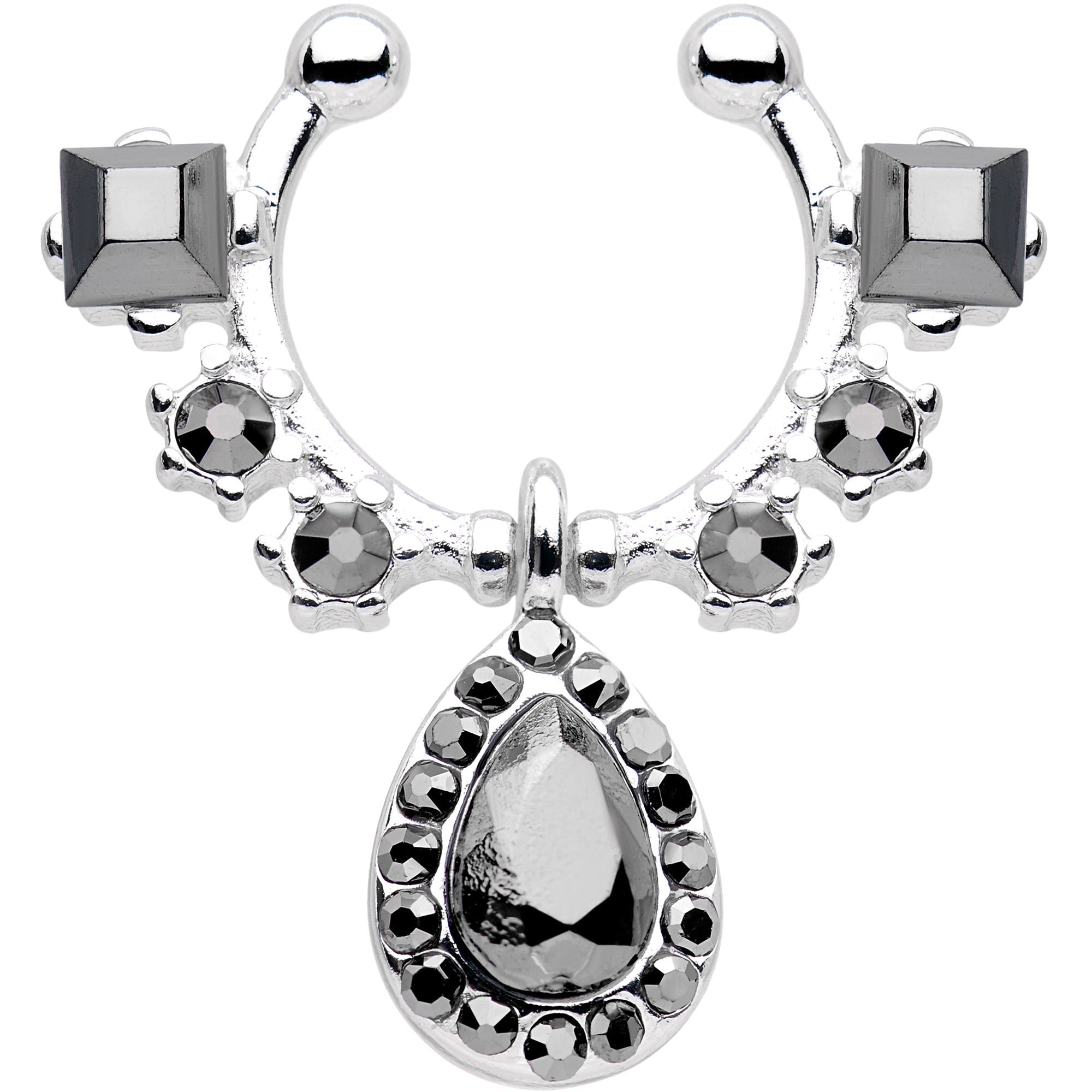 BodyCandy Black Gem Silhouette Dangle Clip On Septum — main product shot