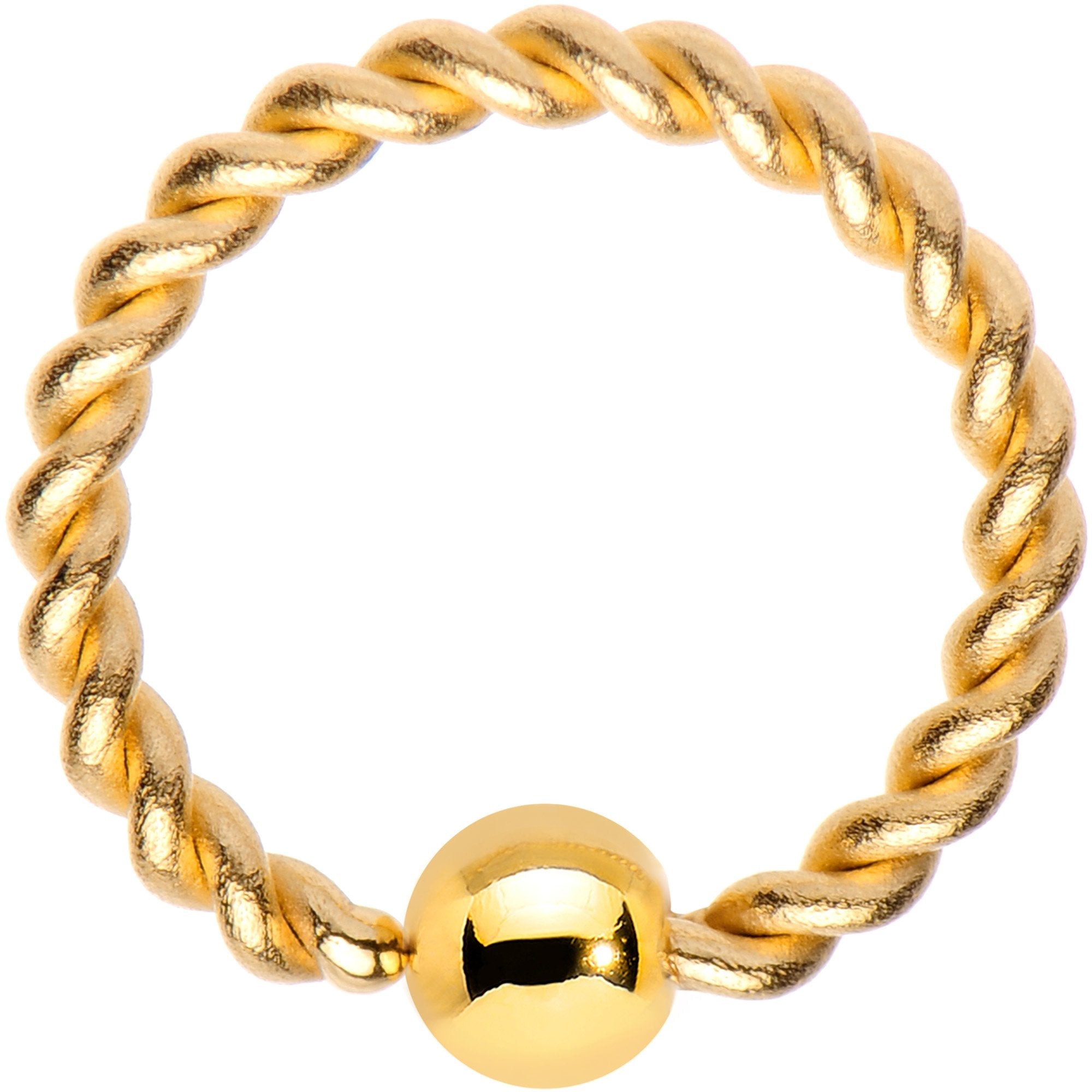 BodyCandy 16G 5/16 Gold Tone IP Seriously Twisted BCR Captive Ring — main product shot