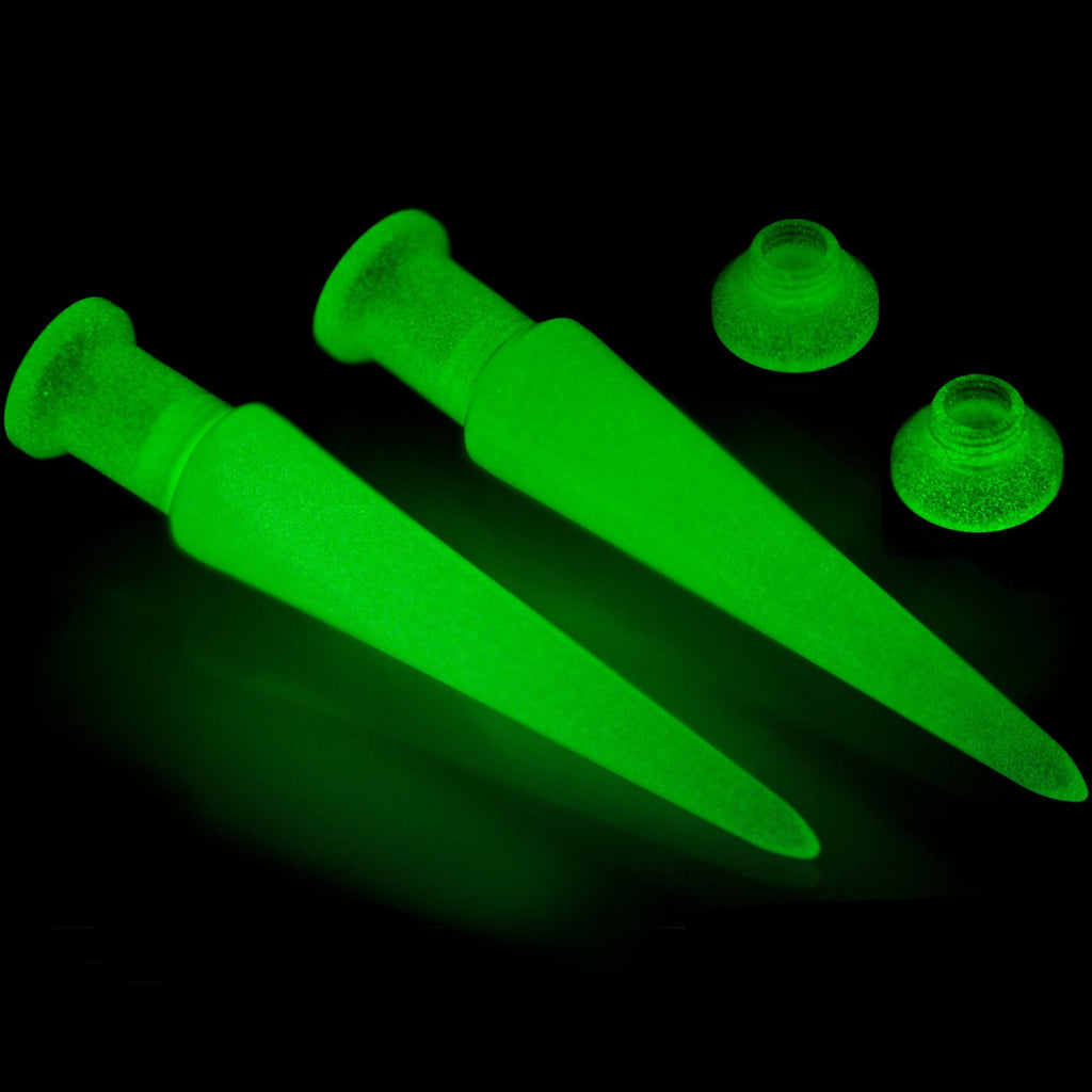 BodyCandy 2 in 1 Yellow Glow in Dark Interchangeable Screw Fit Plug and Taper Set — detail close-up