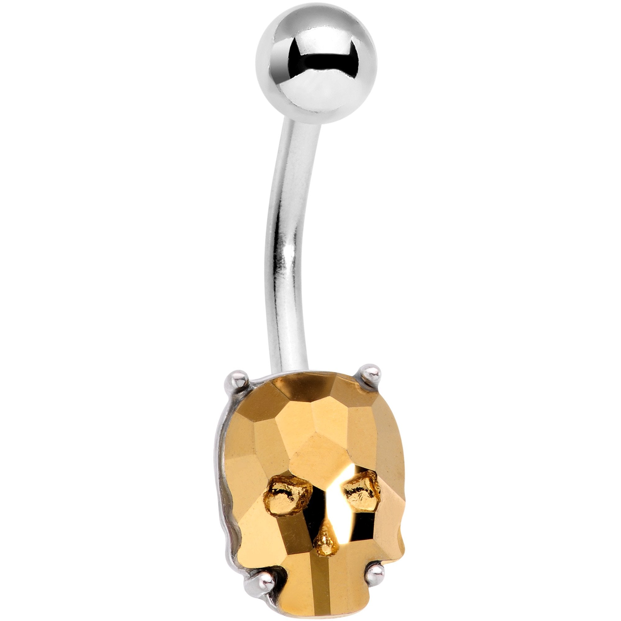 BodyCandy Champagne Gem Sugar Skull Mask Belly Ring — main product shot