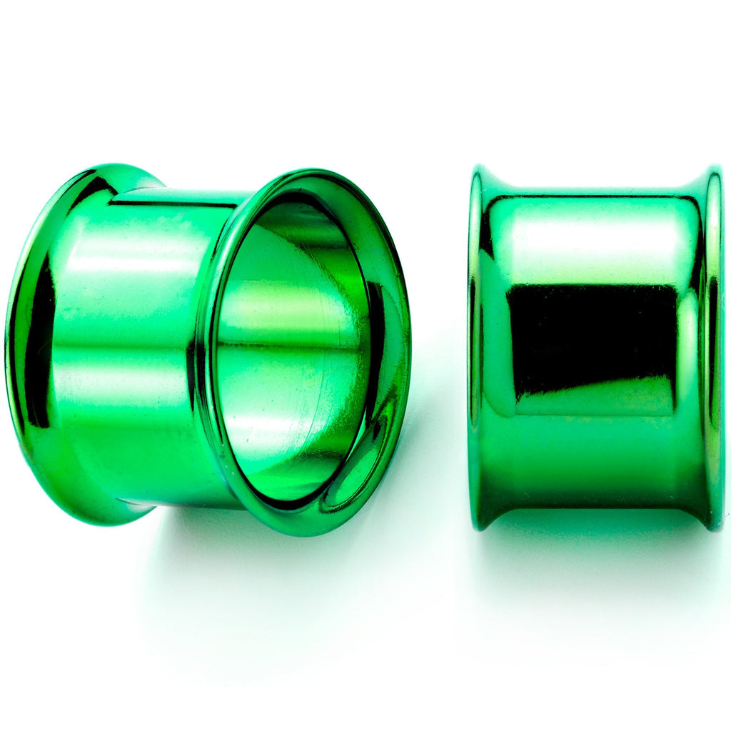 BodyCandy Green Anodized Steel Double Flare Tunnel Plug Set 4mm-16mm — scale reference