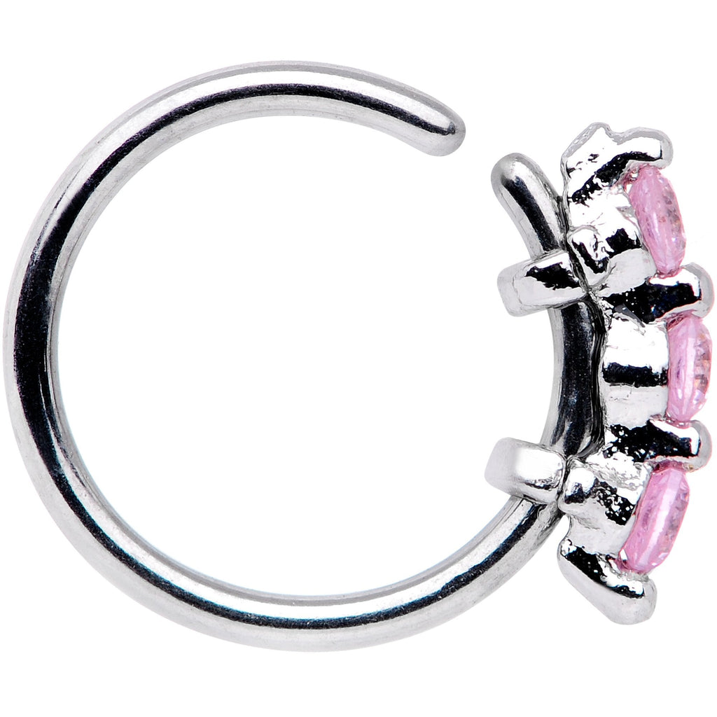 BodyCandy 20G 5/16 Pink CZ Gem Sequence Shine Seamless Circular Ring — detail and construction