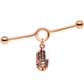 BodyCandy Clear Gem Rose Gold Tone Hamsa Eye Industrial Barbell 38mm — main product shot