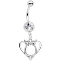 BodyCandy Clear Gem Owl Valentines Day Heart Dangle Belly Ring — main product shot